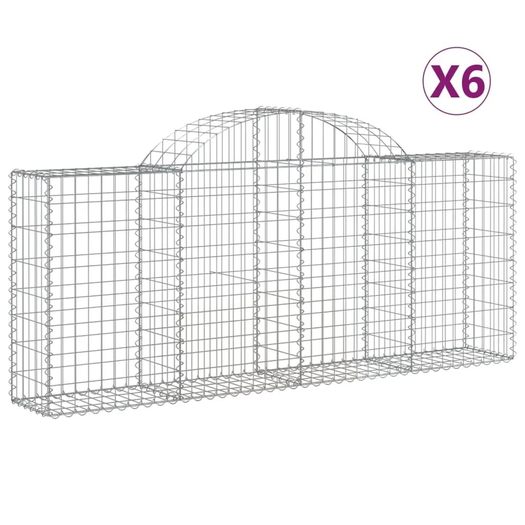 Arched Gabion Baskets 6 pcs 200x30x80/100 cm Galvanised Iron 3146093 - Home & Garden