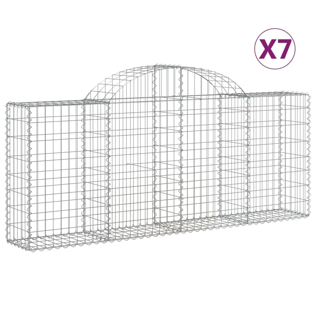 Arched Gabion Baskets 7 pcs 200x30x80/100 cm Galvanised Iron 3146094 - Home & Garden