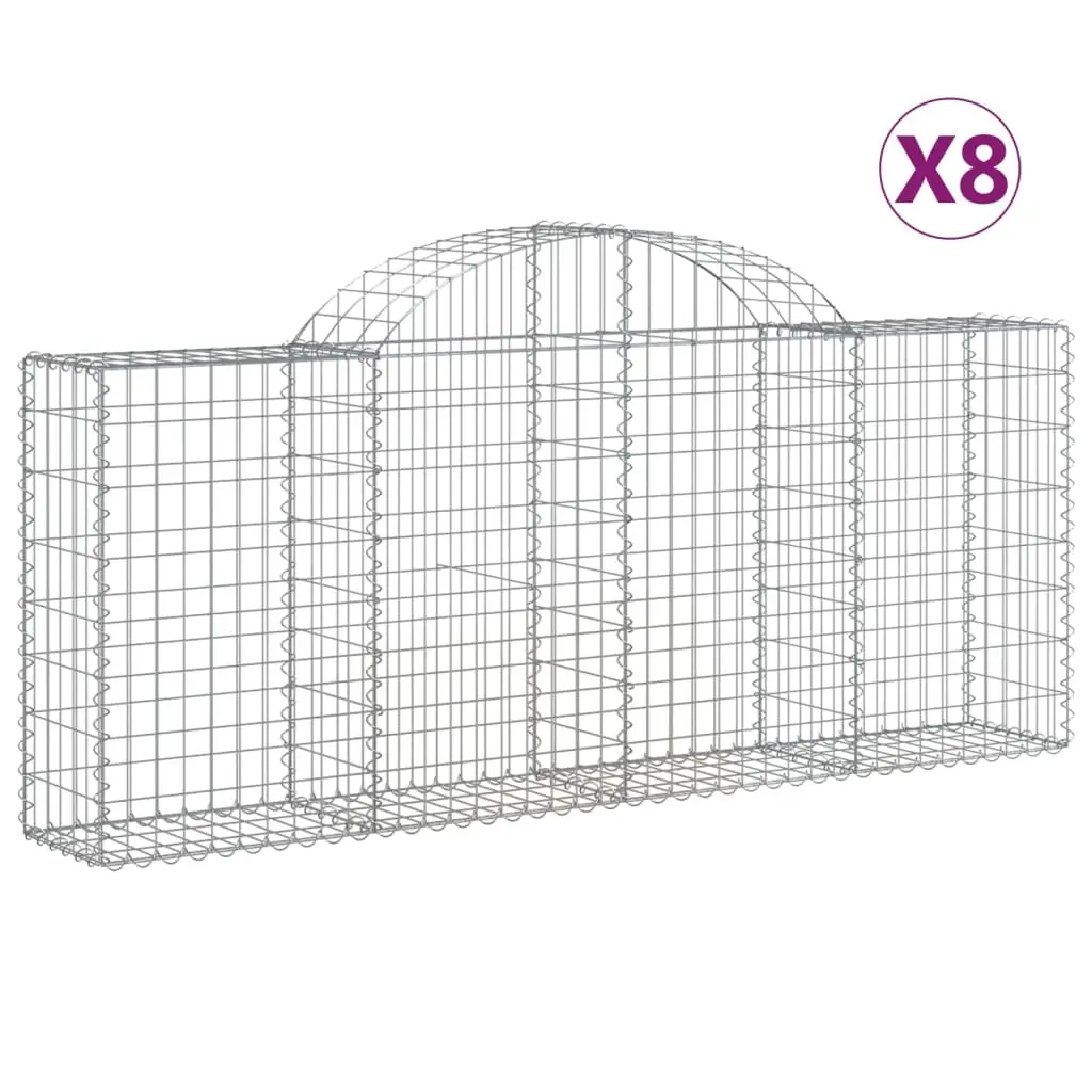 Arched Gabion Baskets 8 pcs 200x30x80/100 cm Galvanised Iron 3146095 - Home & Garden