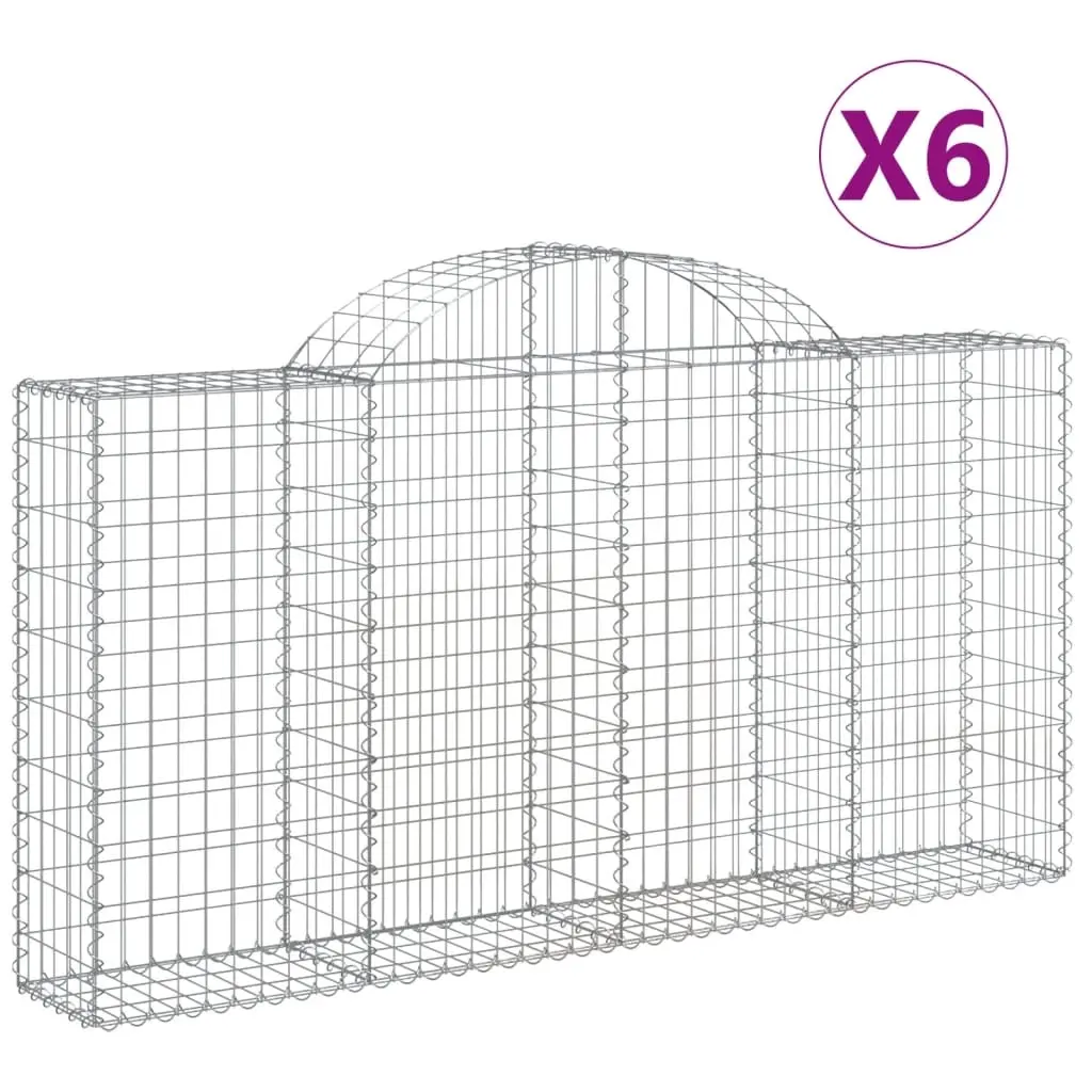 Arched Gabion Baskets 6 pcs 200x30x100/120 cm Galvanised Iron 3146114 - Home & Garden