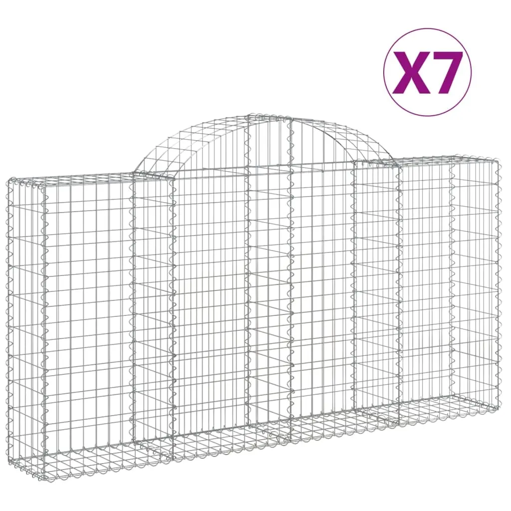 Arched Gabion Baskets 7 pcs 200x30x100/120 cm Galvanised Iron 3146115 - Home & Garden
