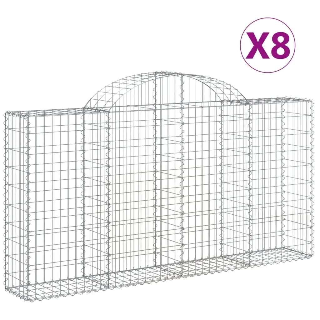 Arched Gabion Baskets 8 pcs 200x30x100/120 cm Galvanised Iron 3146116 - Home & Garden