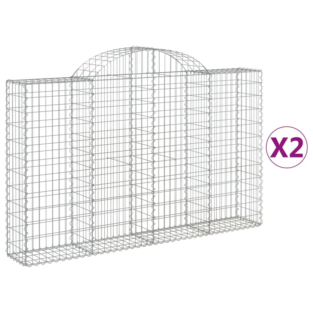 Arched Gabion Baskets 2 pcs 200x30x120/140 cm Galvanised Iron 3146131 - Home & Garden
