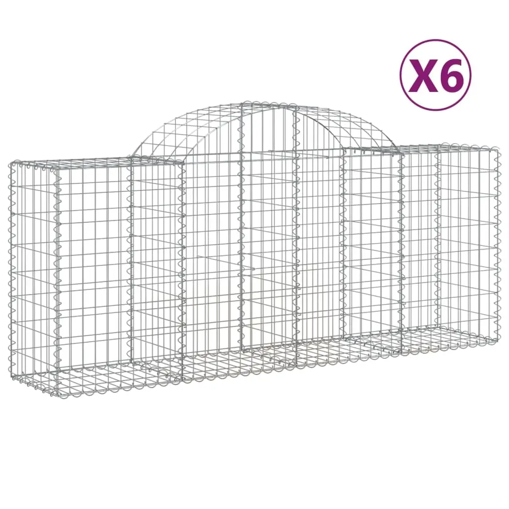 Arched Gabion Baskets 6 pcs 200x50x80/100 cm Galvanised Iron 3146303 - Home & Garden