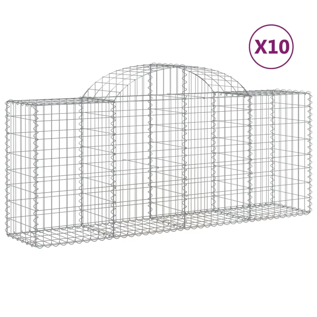 Arched Gabion Baskets 10 pcs 200x50x80/100 cm Galvanised Iron 3146307 - Home & Garden