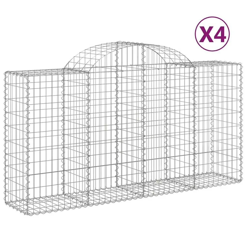 Arched Gabion Baskets 4 pcs 200x50x100/120 cm Galvanised Iron 3146322 - Home & Garden