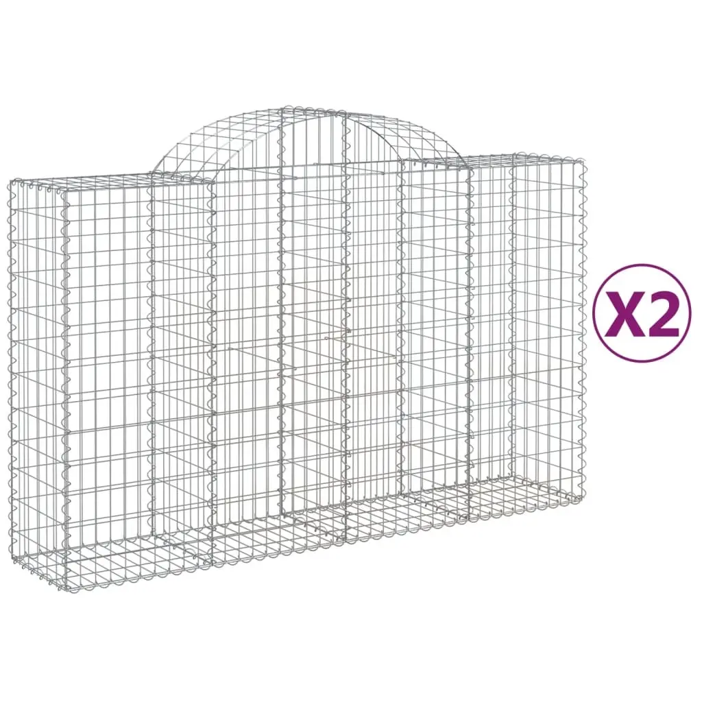 Arched Gabion Baskets 2 pcs 200x50x120/140 cm Galvanised Iron 3146341 - Home & Garden