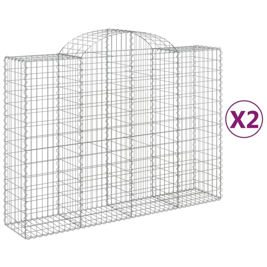 Arched Gabion Baskets 2 pcs 200x50x140/160 cm Galvanised Iron 3146362 - Home & Garden