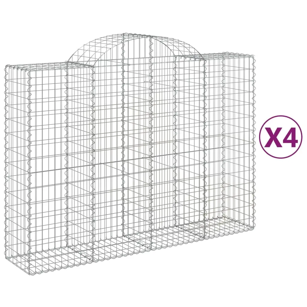 Arched Gabion Baskets 4 pcs 200x50x140/160 cm Galvanised Iron 3146364 - Home & Garden