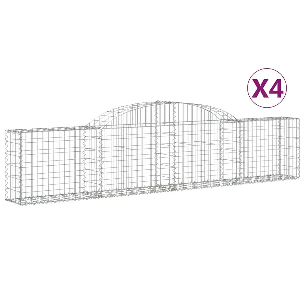 Arched Gabion Baskets 4 pcs 300x30x60/80 cm Galvanised Iron 3146487 - Home & Garden