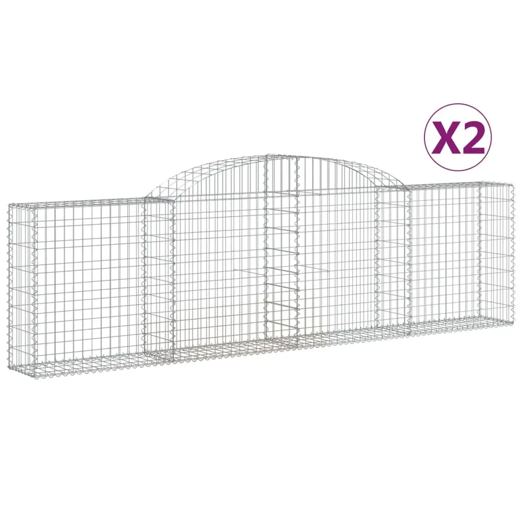 Arched Gabion Baskets 2 pcs 300x30x80/100 cm Galvanised Iron 3146503 - Home & Garden