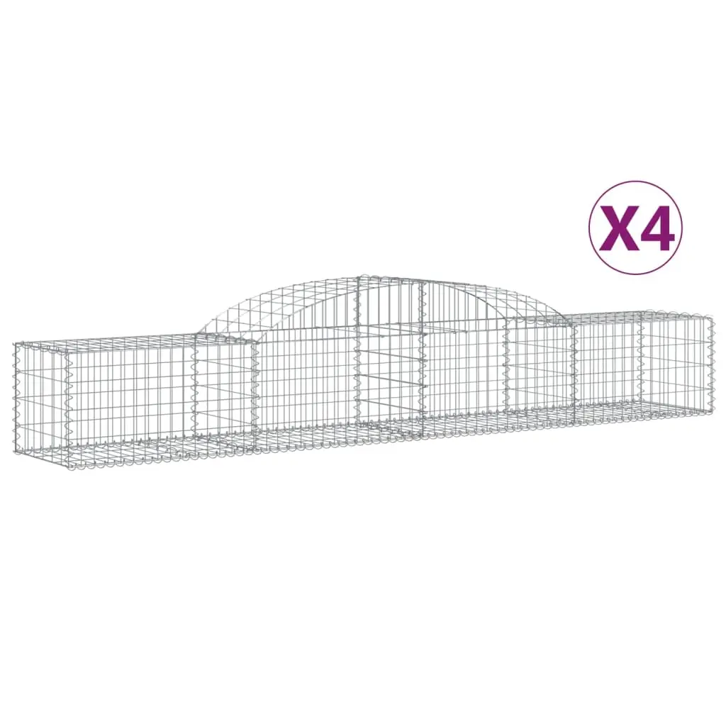 Arched Gabion Baskets 4 pcs 300x50x40/60 cm Galvanised Iron 3146649 - Home & Garden