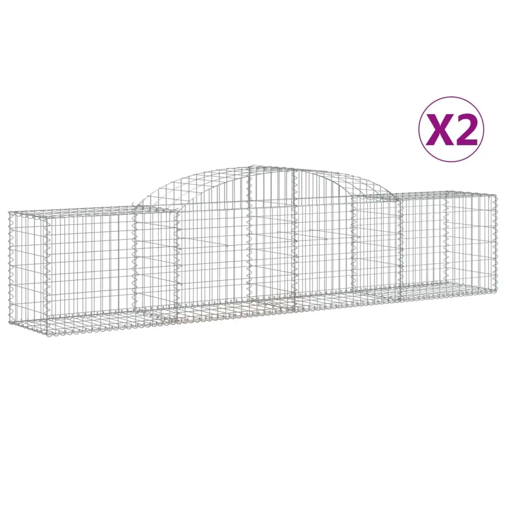 Arched Gabion Baskets 2 pcs 300x50x60/80 cm Galvanised Iron 3146665 - Home & Garden