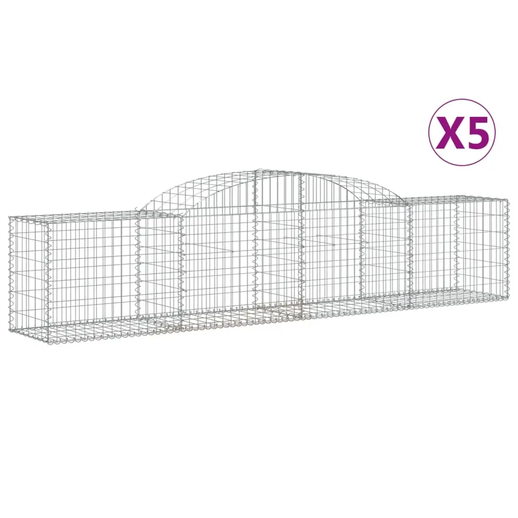 Arched Gabion Baskets 5 pcs 300x50x60/80 cm Galvanised Iron 3146668 - Home & Garden