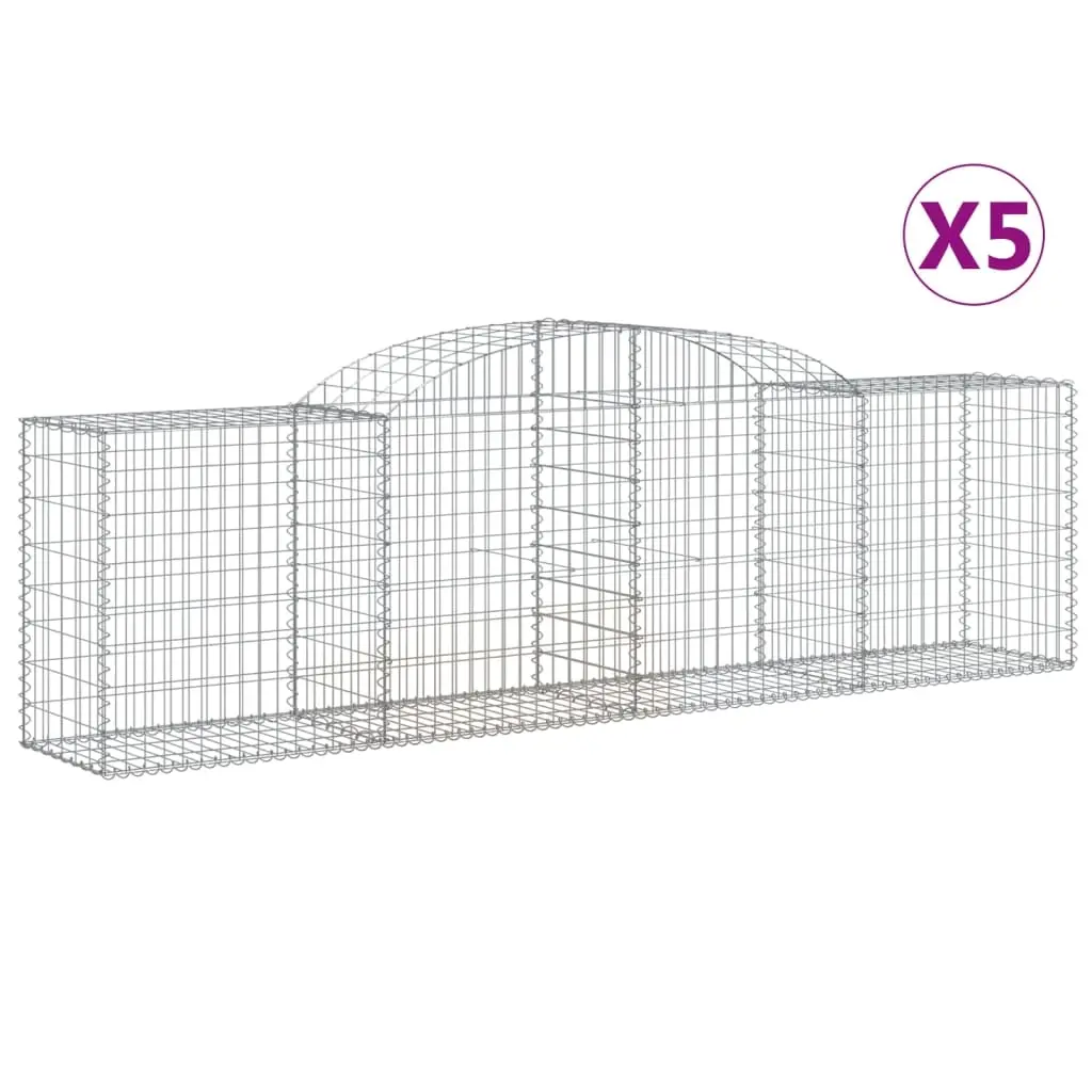 Arched Gabion Baskets 5 pcs 300x50x80/100 cm Galvanised Iron 3146686 - Home & Garden