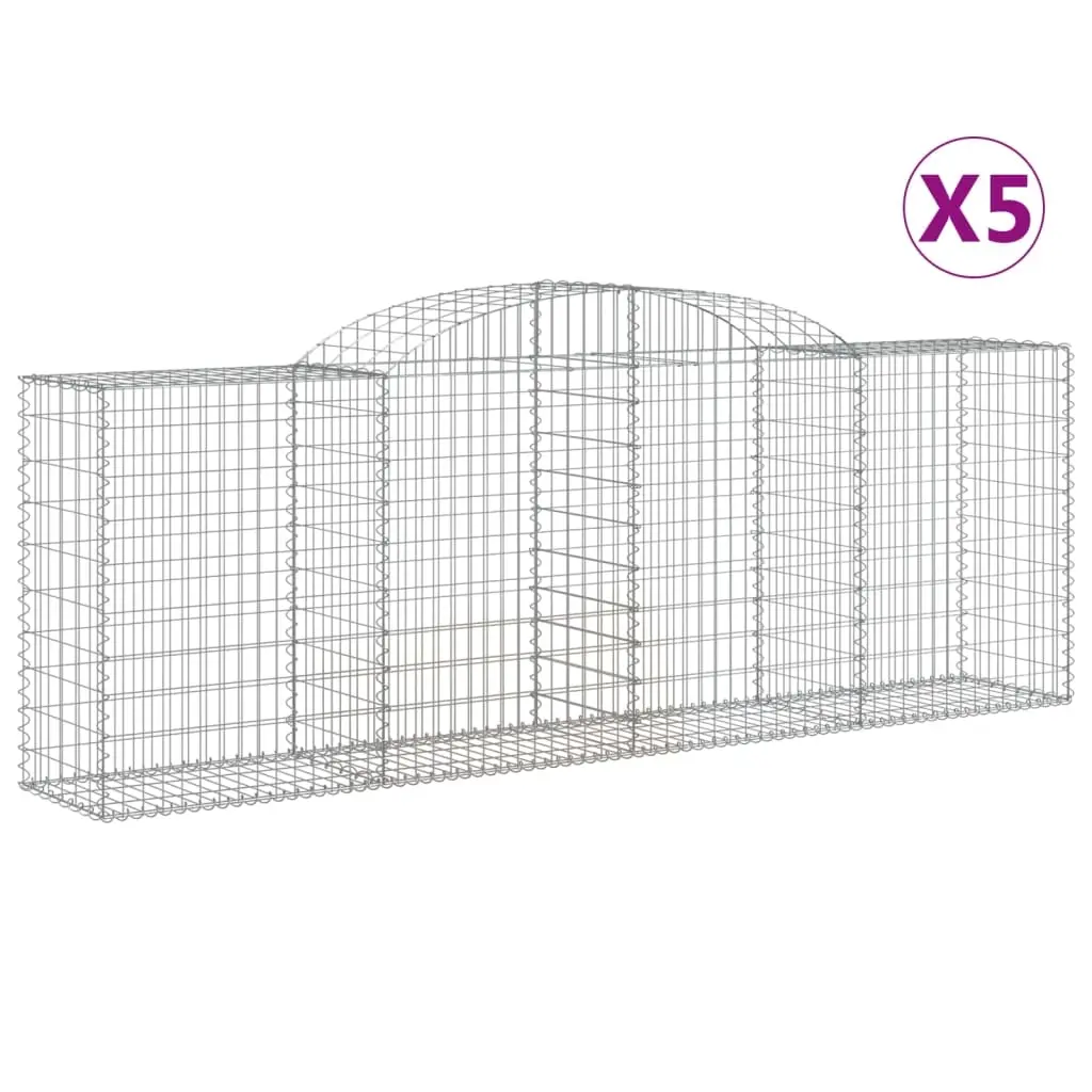 Arched Gabion Baskets 5 pcs 300x50x100/120 cm Galvanised Iron 3146704 - Home & Garden