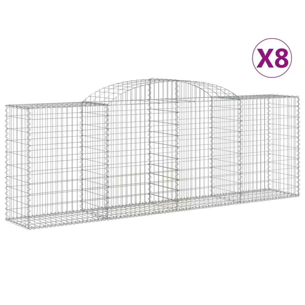 Arched Gabion Baskets 8 pcs 300x50x100/120 cm Galvanised Iron 3146707 - Home & Garden