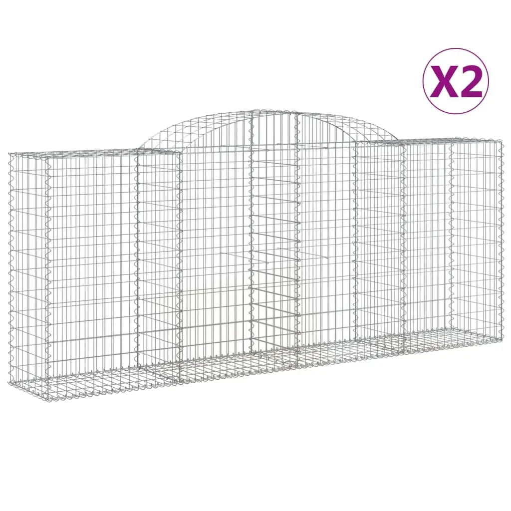 Arched Gabion Baskets 2 pcs 300x50x120/140 cm Galvanised Iron 3146719 - Home & Garden
