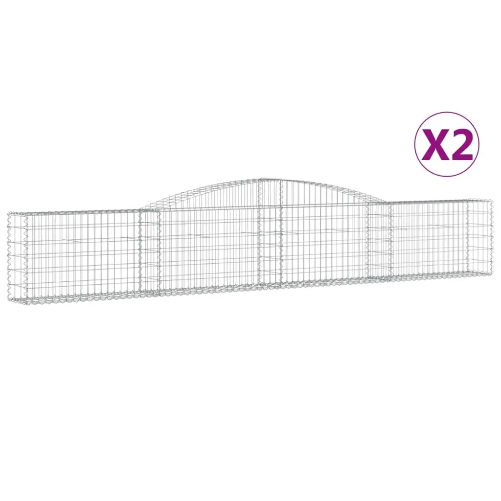 Arched Gabion Baskets 2 pcs 400x30x60/80 cm Galvanised Iron 3146840 - Home & Garden