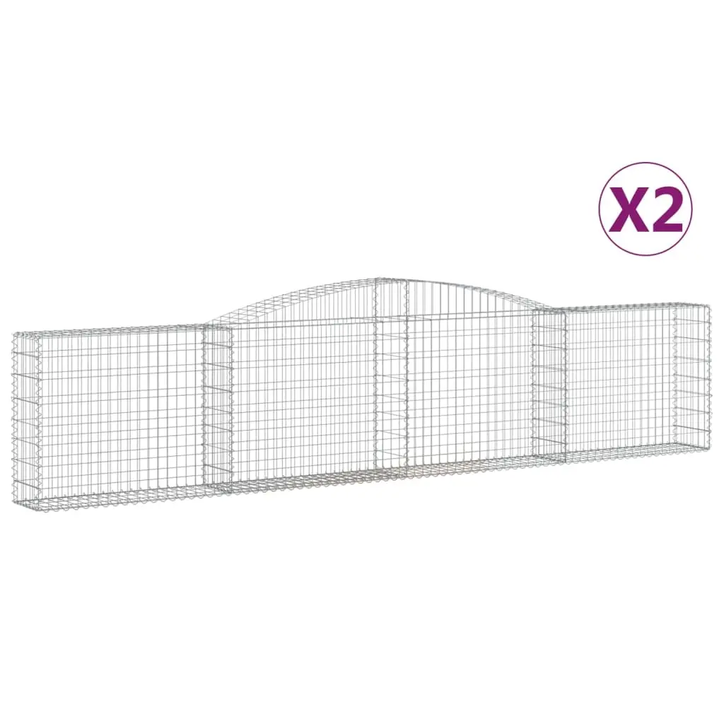 Arched Gabion Baskets 2 pcs 400x30x80/100 cm Galvanised Iron 3146853 - Home & Garden