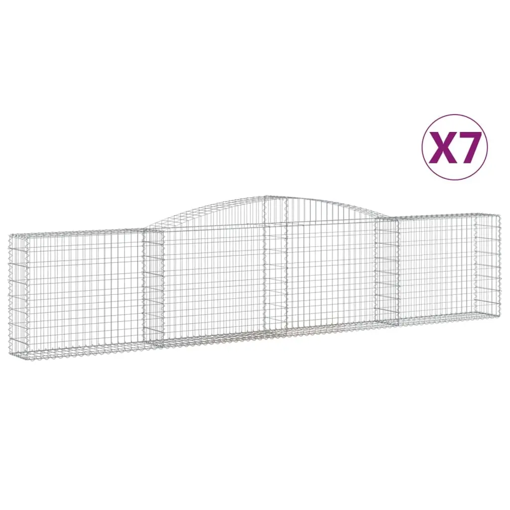 Arched Gabion Baskets 7 pcs 400x30x80/100 cm Galvanised Iron 3146858 - Home & Garden