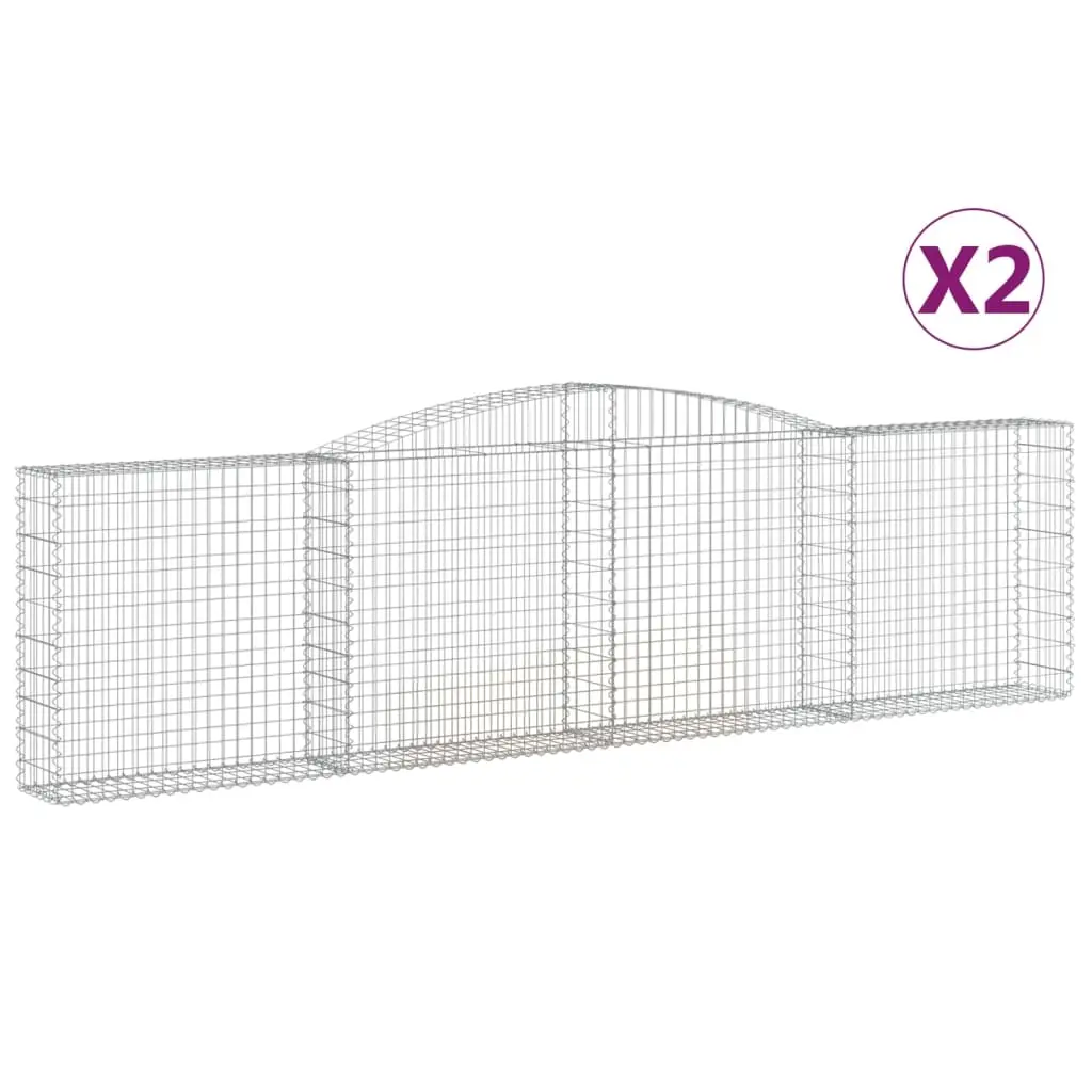 Arched Gabion Baskets 2 pcs 400x30x100/120 cm Galvanised Iron 3146866 - Home & Garden