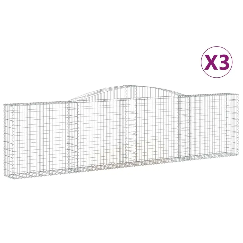 Arched Gabion Baskets 3 pcs 400x30x100/120 cm Galvanised Iron 3146867 - Home & Garden
