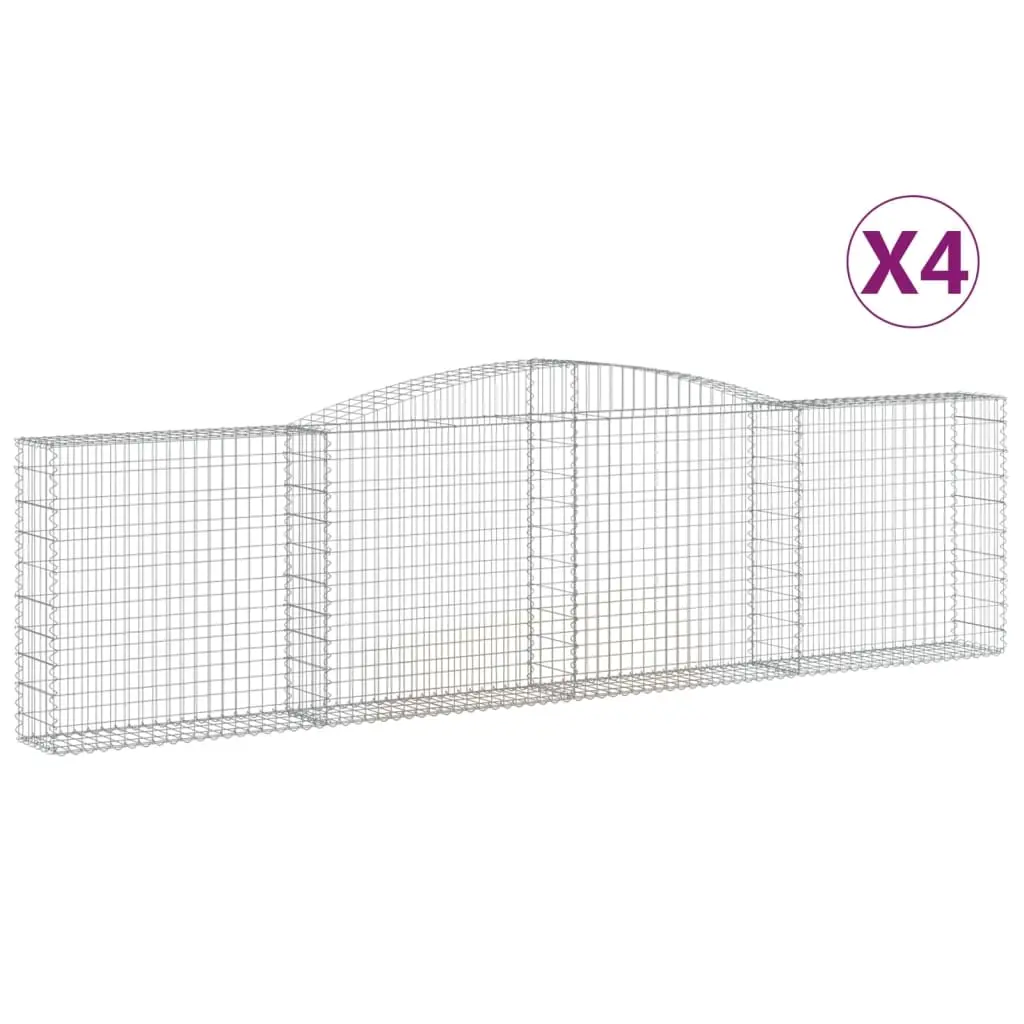 Arched Gabion Baskets 4 pcs 400x30x100/120 cm Galvanised Iron 3146868 - Home & Garden