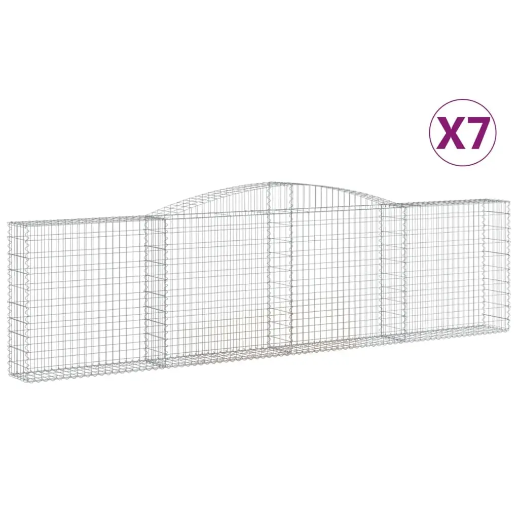 Arched Gabion Baskets 7 pcs 400x30x100/120 cm Galvanised Iron 3146871 - Home & Garden