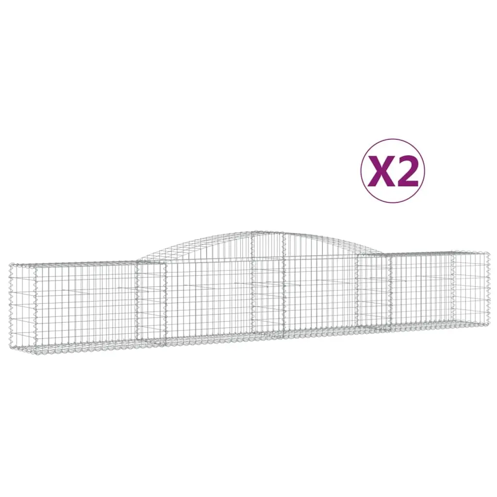 Arched Gabion Baskets 2 pcs 400x50x60/80 cm Galvanised Iron 3146970 - Home & Garden