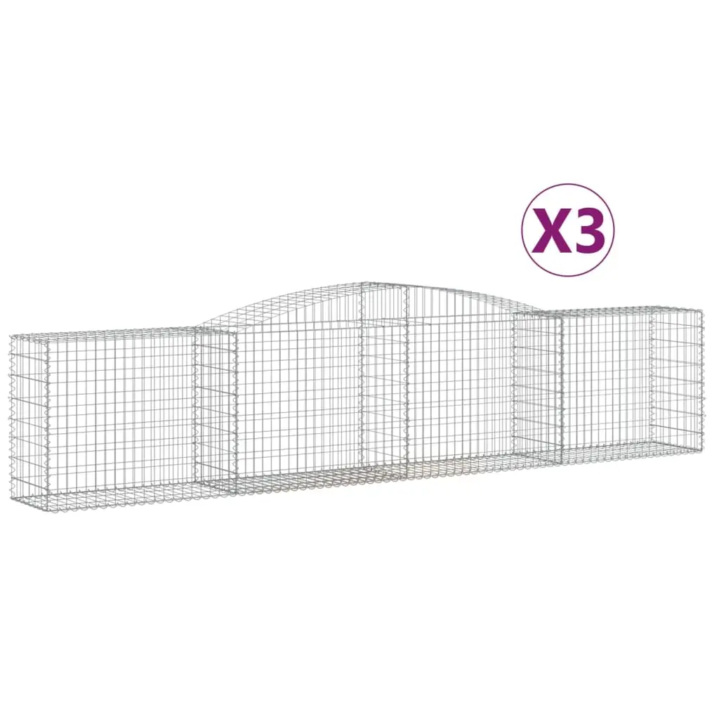 Arched Gabion Baskets 3 pcs 400x50x80/100 cm Galvanised Iron 3146984 - Home & Garden