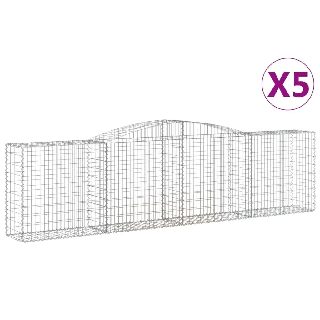 Arched Gabion Baskets 5 pcs 400x50x100/120 cm Galvanised Iron 3146999 - Home & Garden