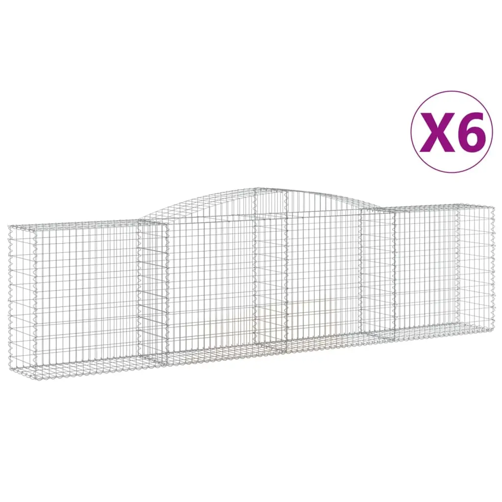 Arched Gabion Baskets 6 pcs 400x50x100/120 cm Galvanised Iron 3147000 - Home & Garden
