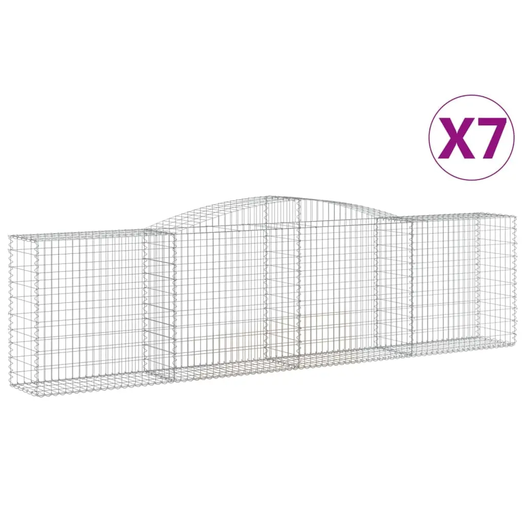 Arched Gabion Baskets 7 pcs 400x50x100/120 cm Galvanised Iron 3147001 - Home & Garden