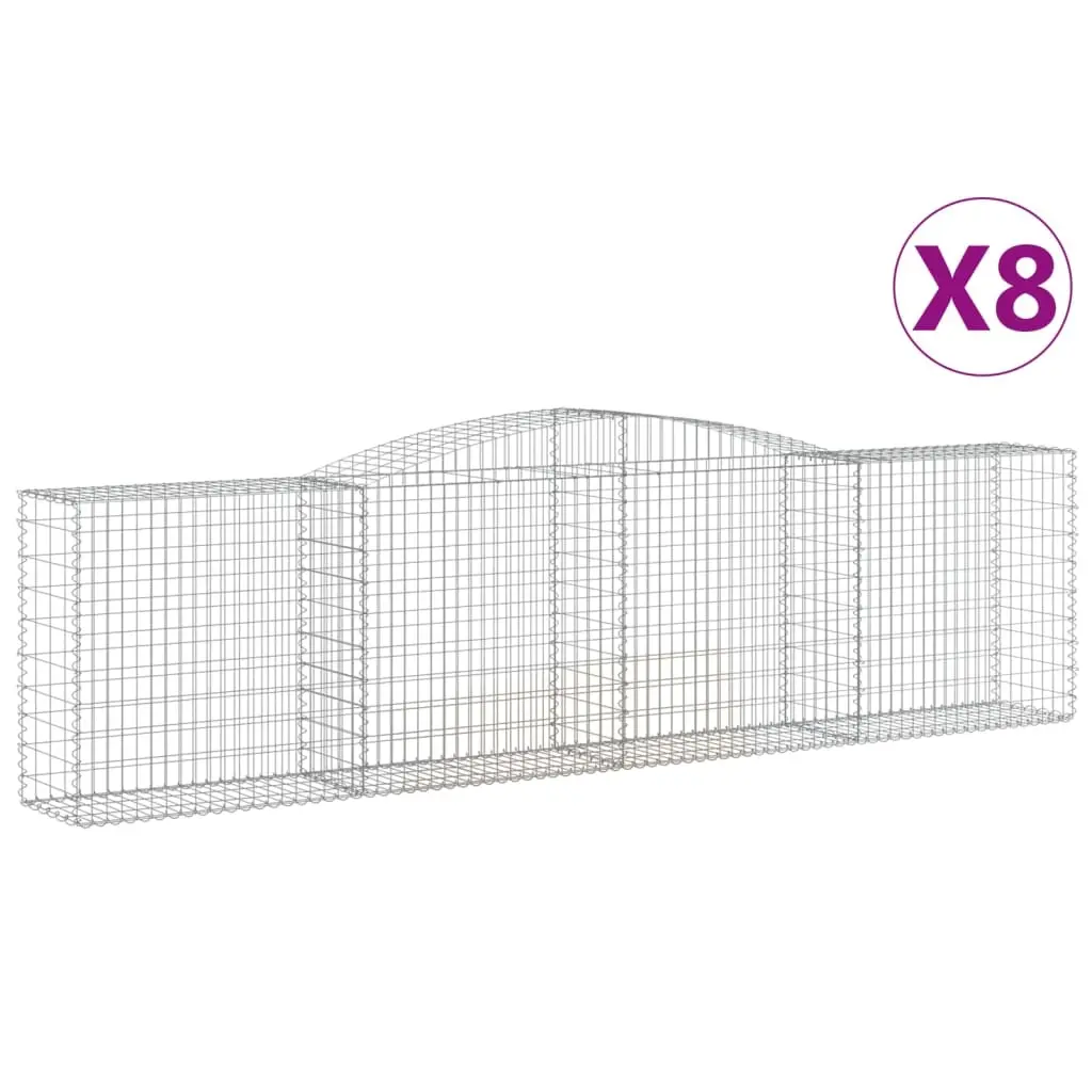 Arched Gabion Baskets 8 pcs 400x50x100/120 cm Galvanised Iron 3147002 - Home & Garden