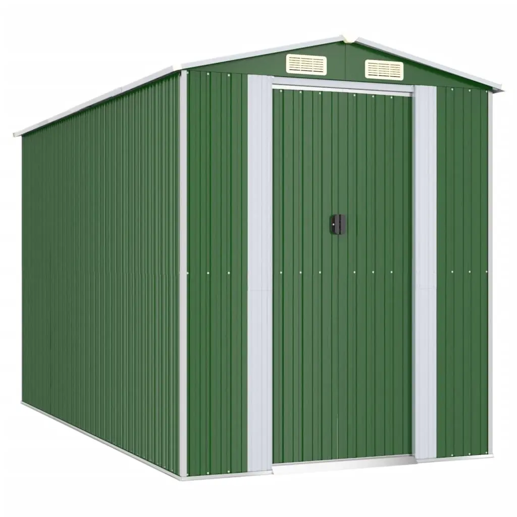 Garden Shed Green 192x357x223 cm Galvanised Steel 3147429 - Home & Garden