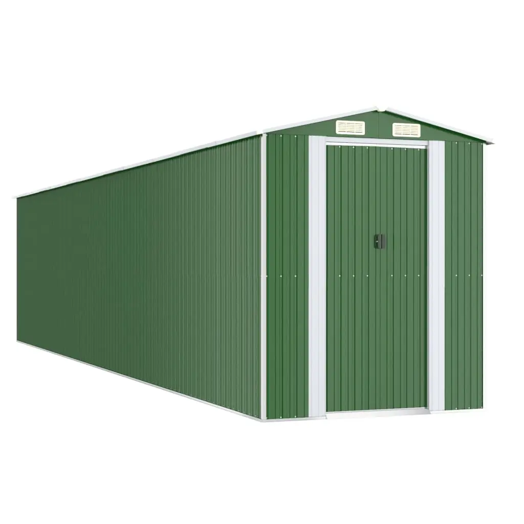 Garden Shed Green 192x938x223 cm Galvanised Steel 3147436 - Home & Garden