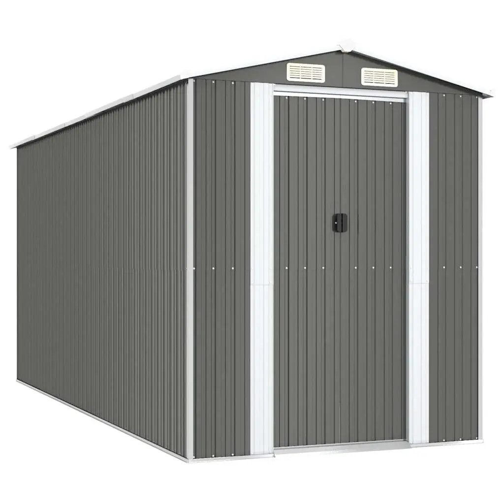 Garden Shed Light Grey 192x440x223 cm Galvanised Steel 3147441 - Home & Garden