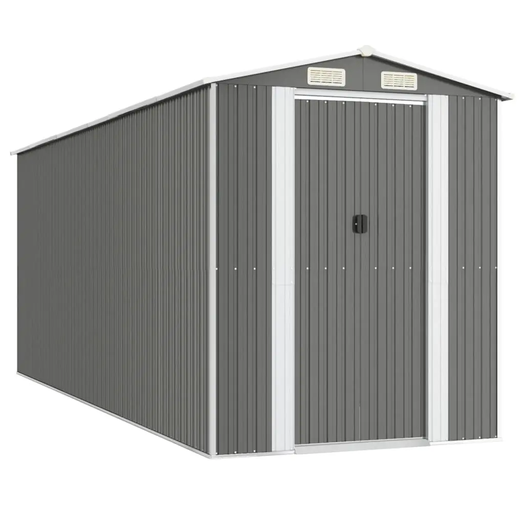 Garden Shed Light Grey 192x523x223 cm Galvanised Steel 3147442 - Home & Garden