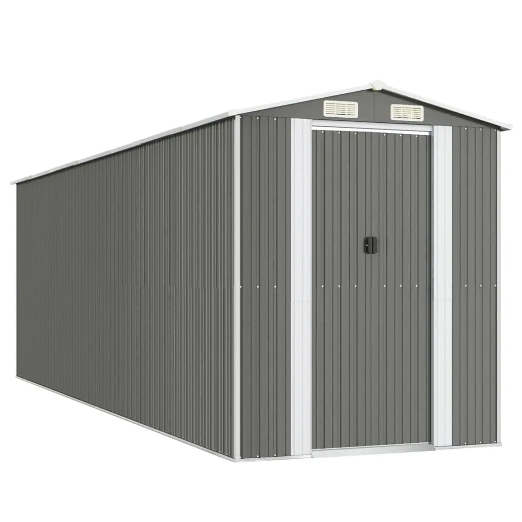 Garden Shed Light Grey 192x606x223 cm Galvanised Steel 3147443 - Home & Garden