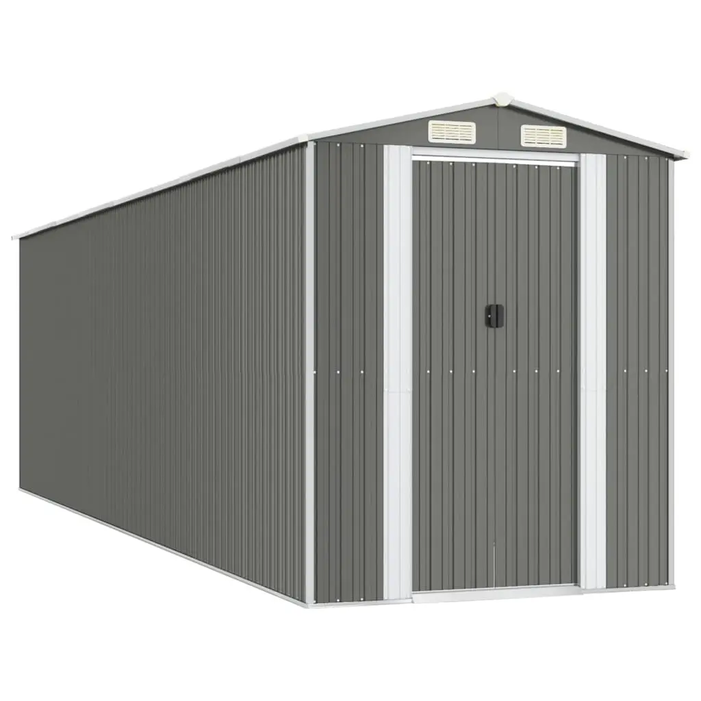 Garden Shed Light Grey 192x689x223 cm Galvanised Steel 3147444 - Home & Garden
