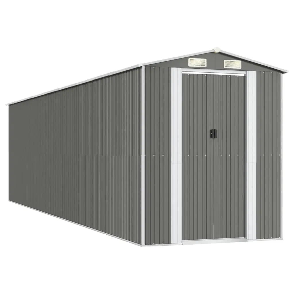 Garden Shed Light Grey 192x772x223 cm Galvanised Steel 3147445 - Home & Garden
