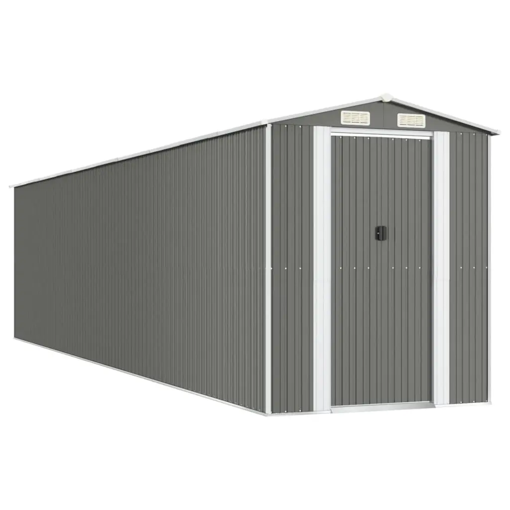 Garden Shed Light Grey 192x855x223 cm Galvanised Steel 3147446 - Home & Garden