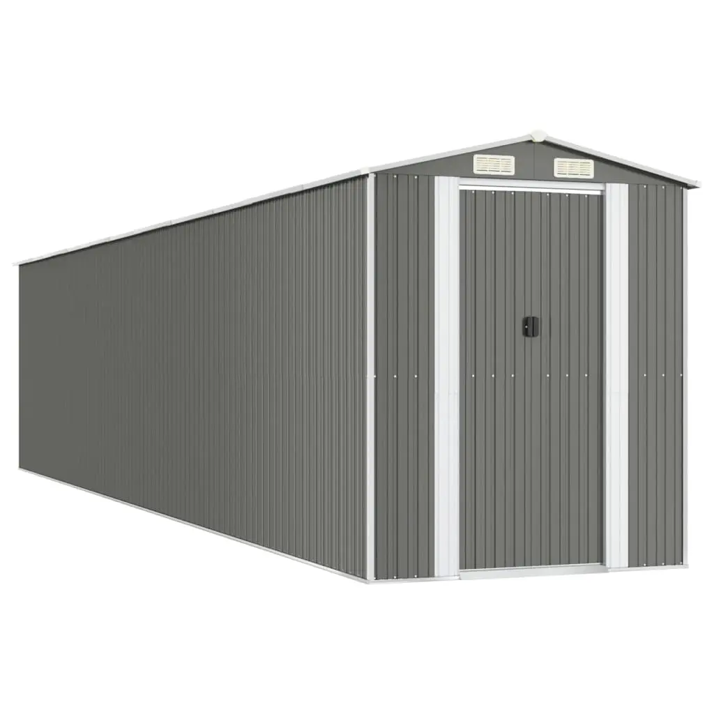 Garden Shed Light Grey 192x938x223 cm Galvanised Steel 3147447 - Home & Garden