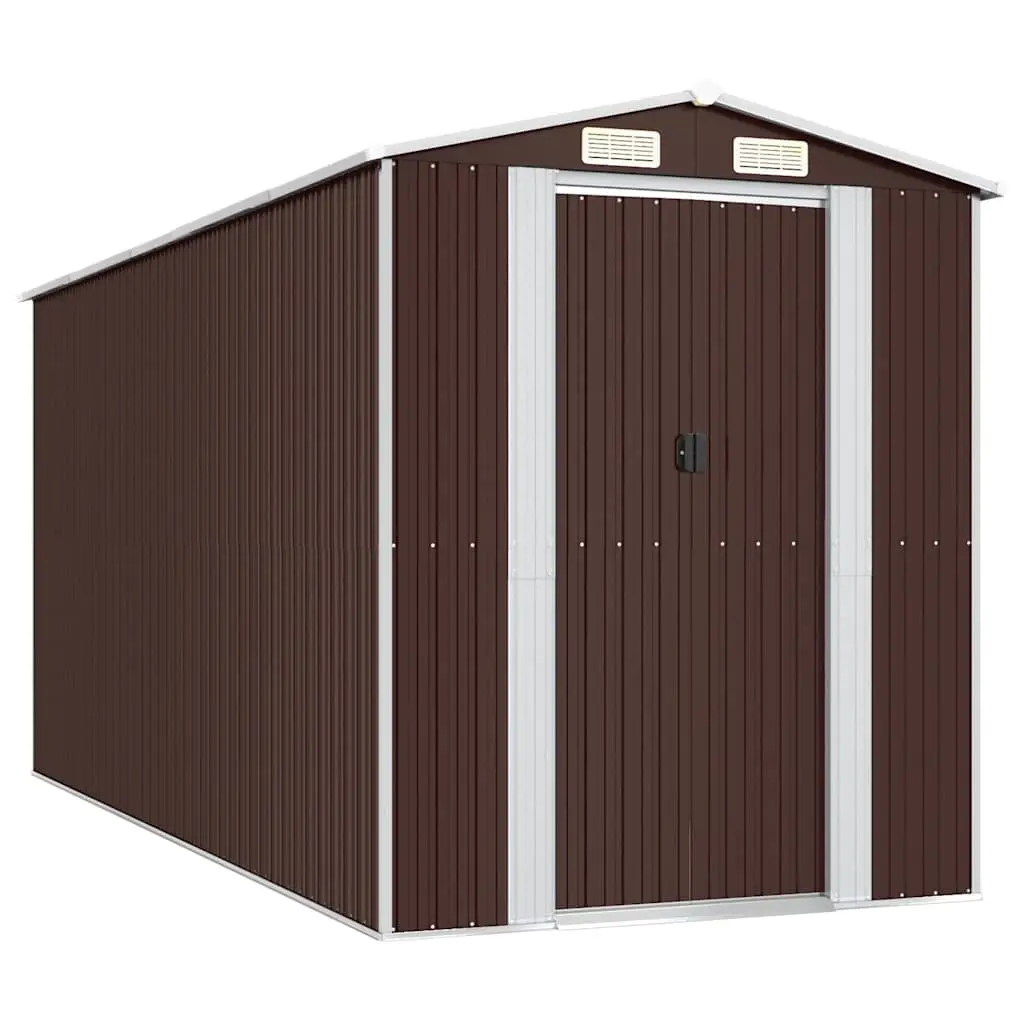 Garden Shed Dark Brown 192x440x223 cm Galvanised Steel 3147463 - Home & Garden