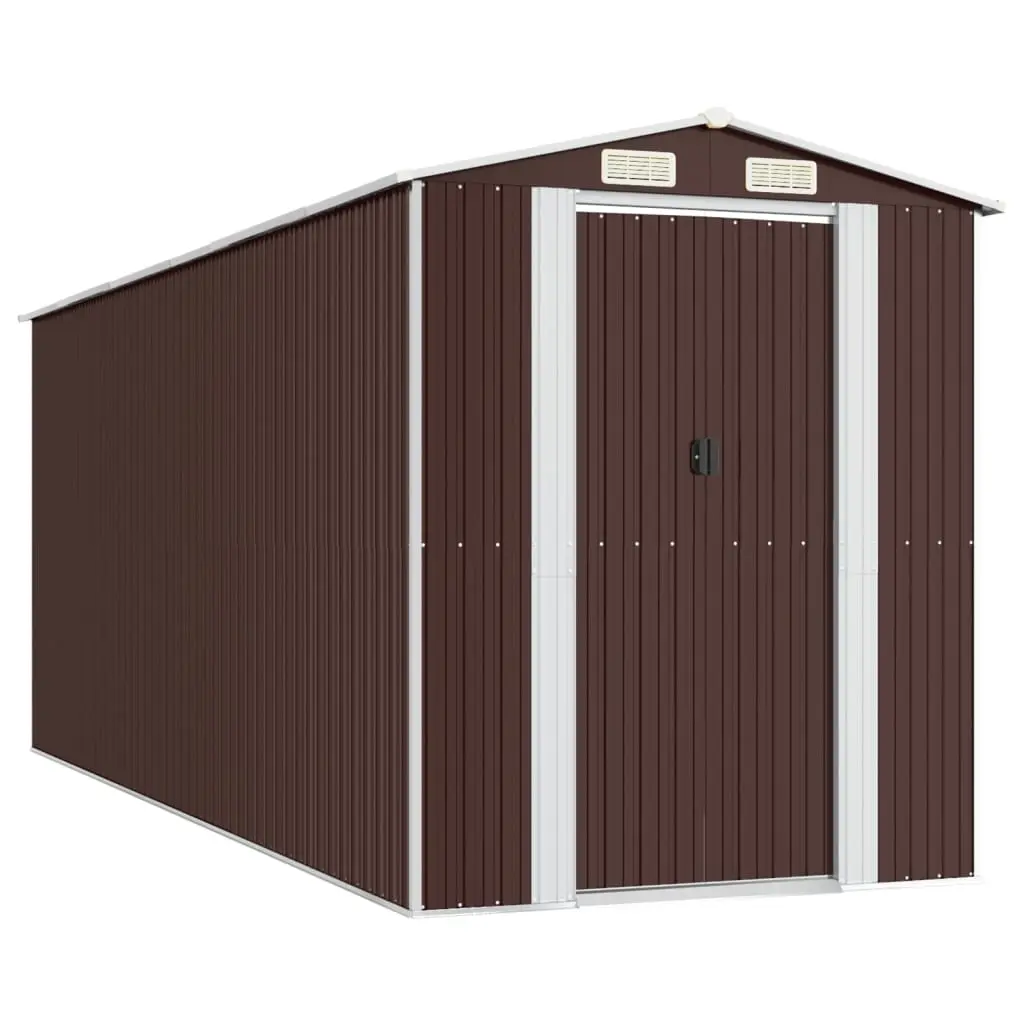Garden Shed Dark Brown 192x523x223 cm Galvanised Steel 3147464 - Home & Garden
