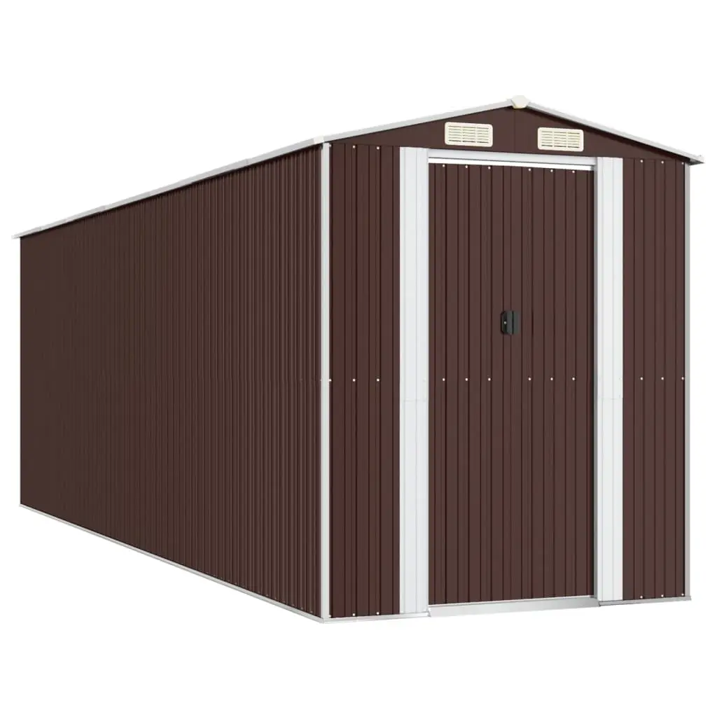 Garden Shed Dark Brown 192x606x223 cm Galvanised Steel 3147465 - Home & Garden