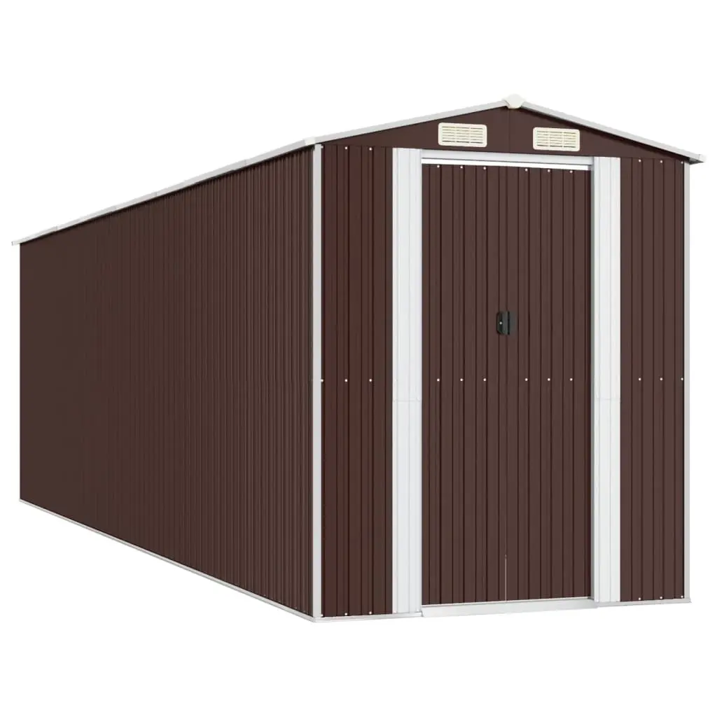 Garden Shed Dark Brown 192x689x223 cm Galvanised Steel 3147466 - Home & Garden