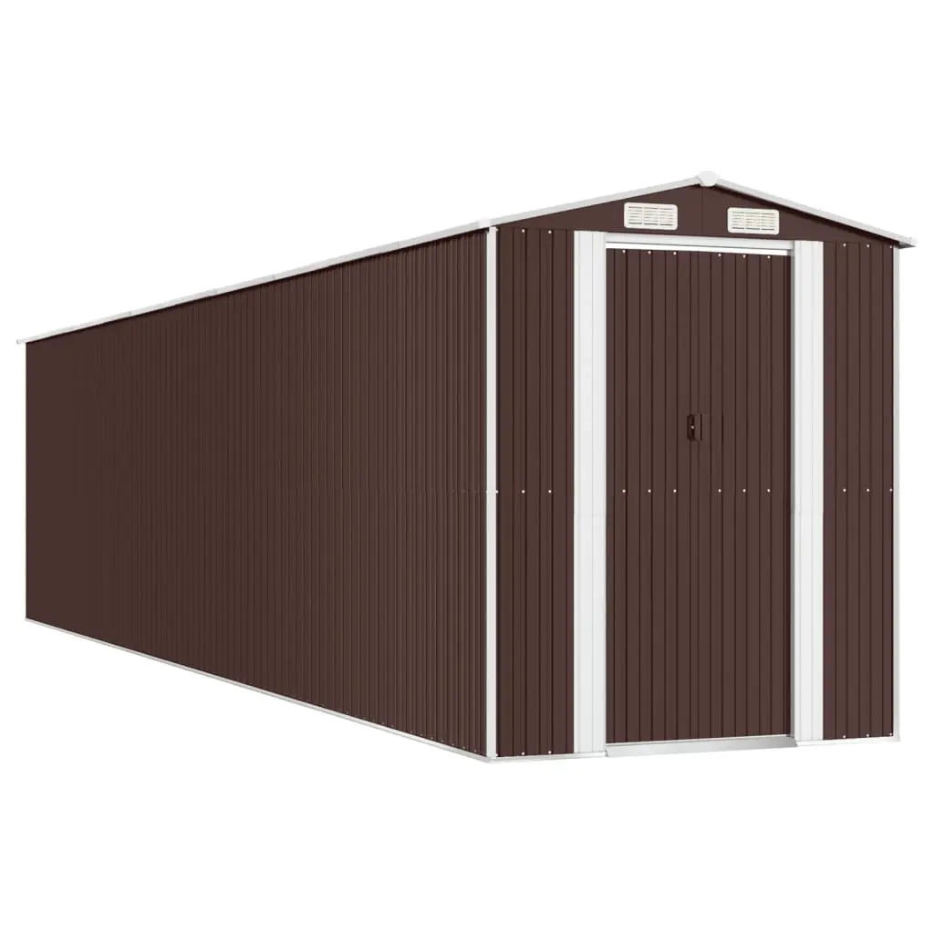 Garden Shed Dark Brown 192x855x223 cm Galvanised Steel 3147468 - Home & Garden