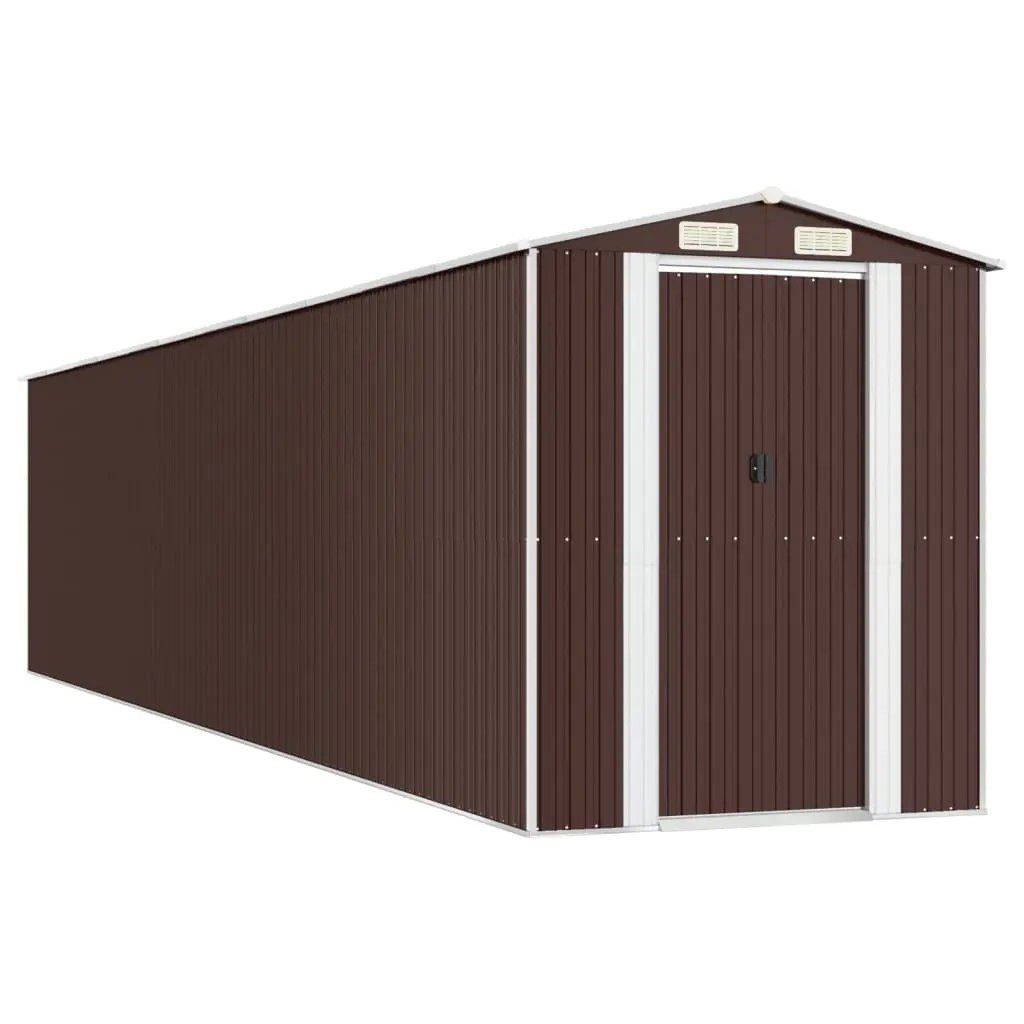 Garden Shed Dark Brown 192x938x223 cm Galvanised Steel 3147469 - Home & Garden
